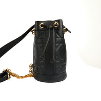 DIOR - Black Macrocannage Leather Drawstring Backpack
