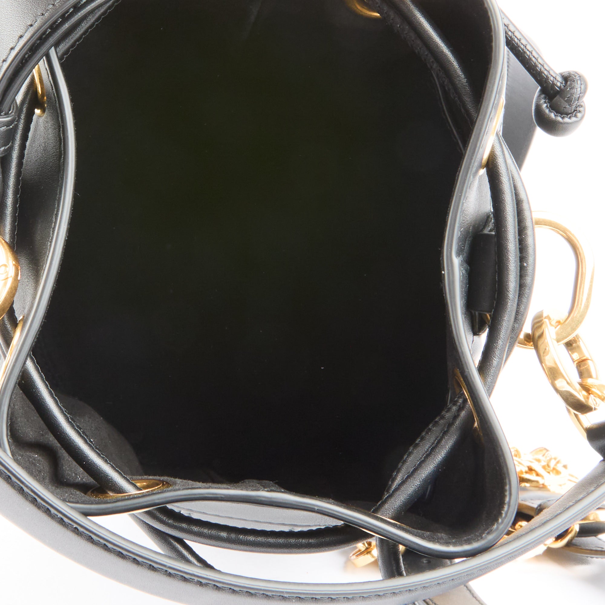 DIOR - Black Macrocannage Leather Drawstring Backpack