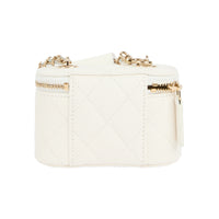 CHANEL - Sac bandoulière mini Vanity on chain cuir caviar blanc - Handbag