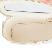 CHANEL - Sac bandoulière mini Vanity on chain cuir caviar blanc - Handbag