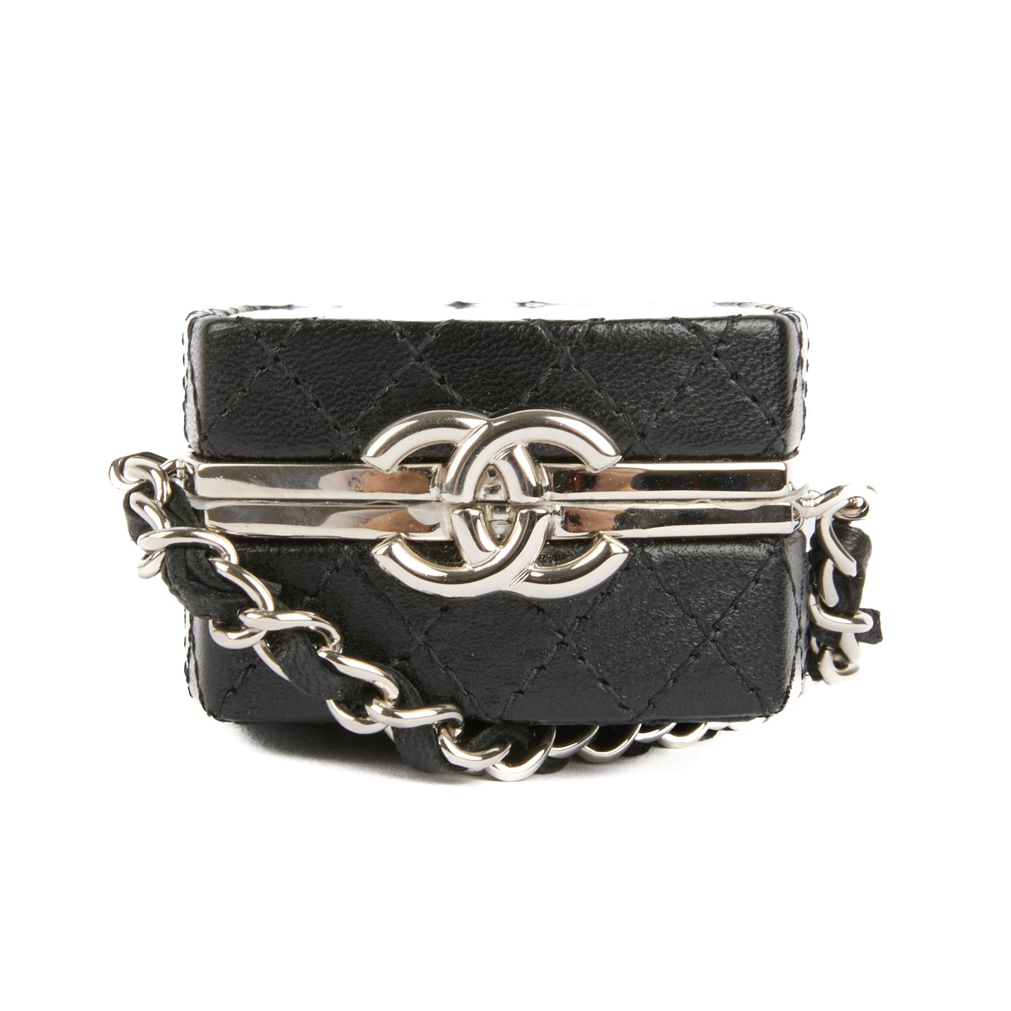 CHANEL - Sac bandoulière Sautoir Mini Box Makeup cuir noir - Handbag
