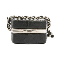 CHANEL - Sac bandoulière Sautoir Mini Box Makeup cuir noir - Handbag