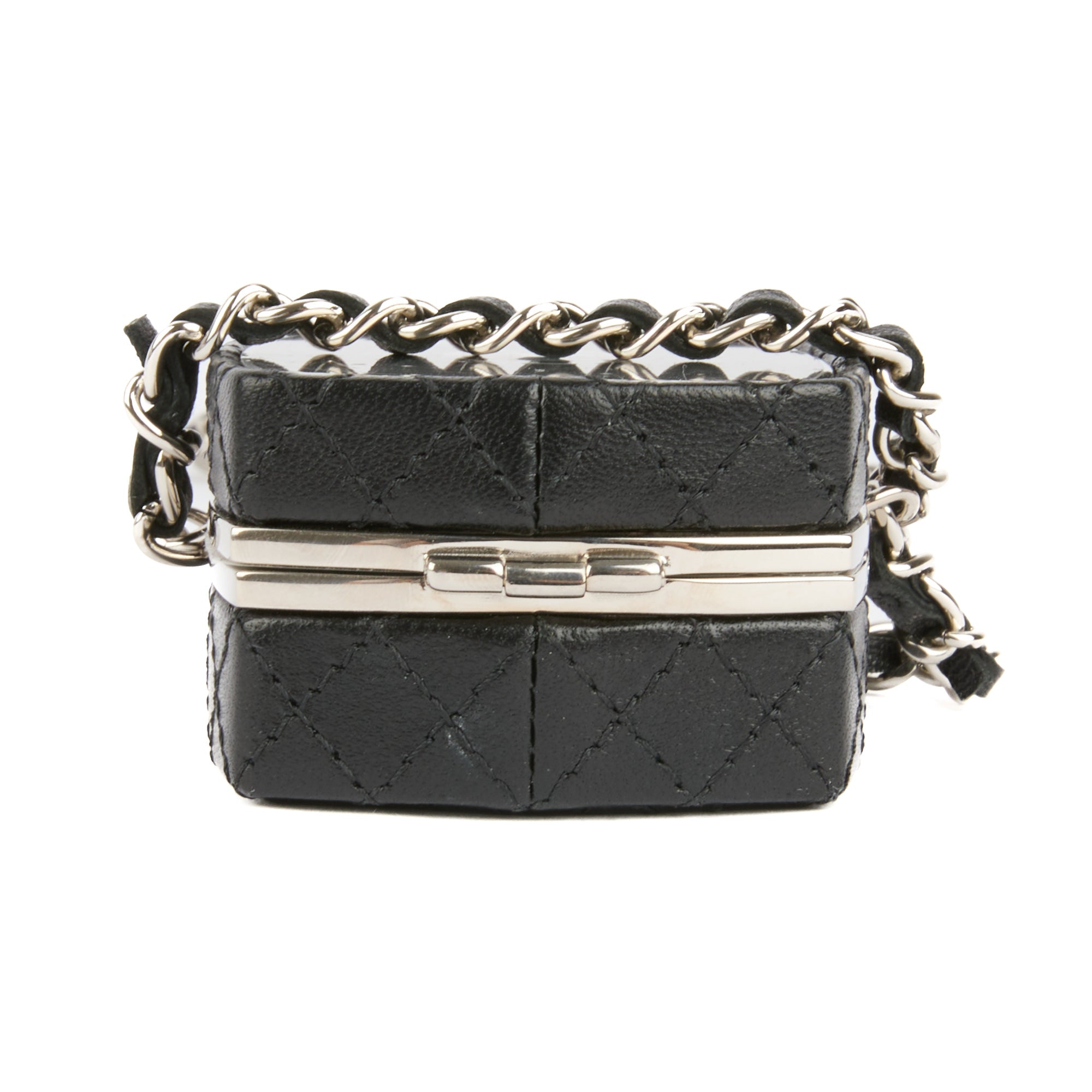 CHANEL - Sac bandoulière Sautoir Mini Box Makeup cuir noir - Handbag