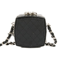 CHANEL - Sac bandoulière Sautoir Mini Box Makeup cuir noir - Handbag