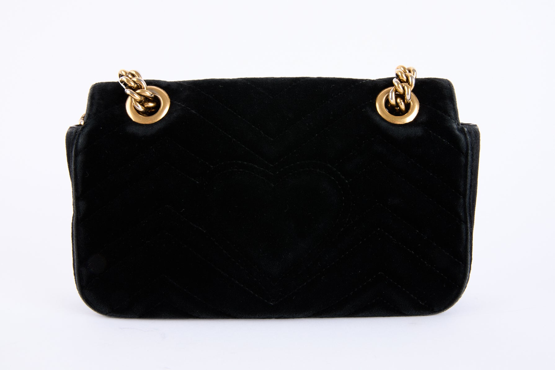 GUCCI - Marmont PM black velvet shoulder bag - Handbag