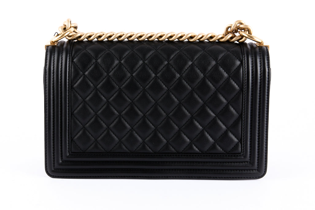 CHANEL - Sac bandoulière Boy Medium cuir noir - Shoulder Bag