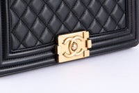 CHANEL - Sac bandoulière Boy Medium cuir noir - Shoulder Bag