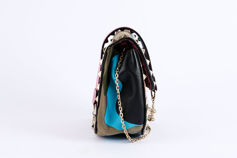 VALENTINO - Sac bandoulière Rockstud Mini Camouflage Toile Cuir - Hand Bag