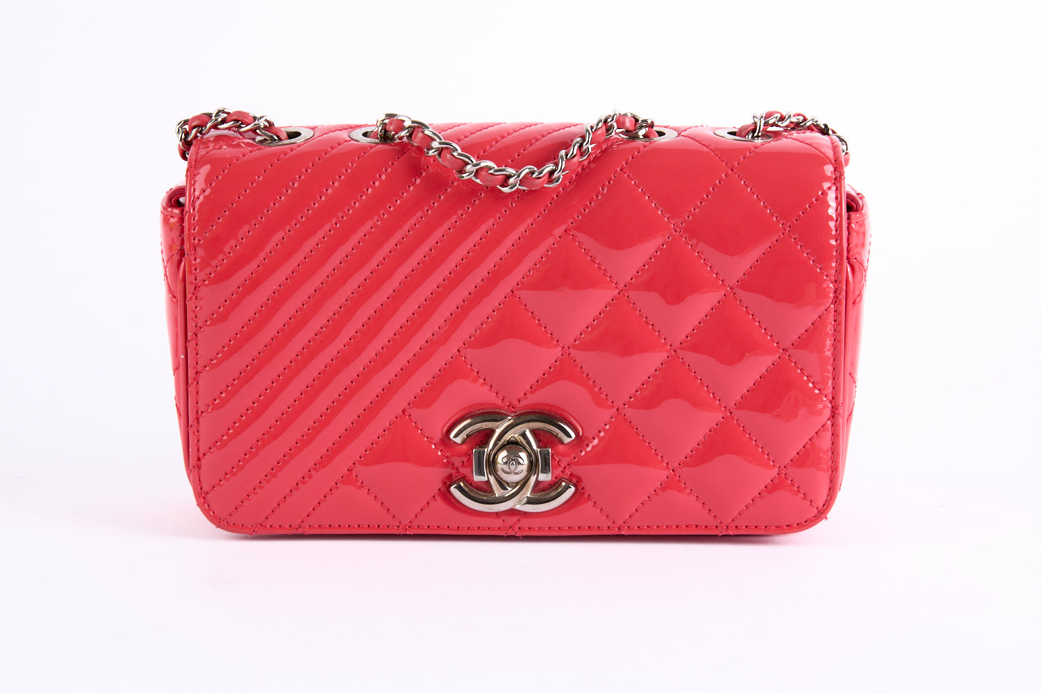 CHANEL - Sac à main Coco Boy Small Cuir Vernis Rouge - Shoulder Bag