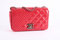 CHANEL - Sac à main Coco Boy Small Cuir Vernis Rouge - Shoulder Bag