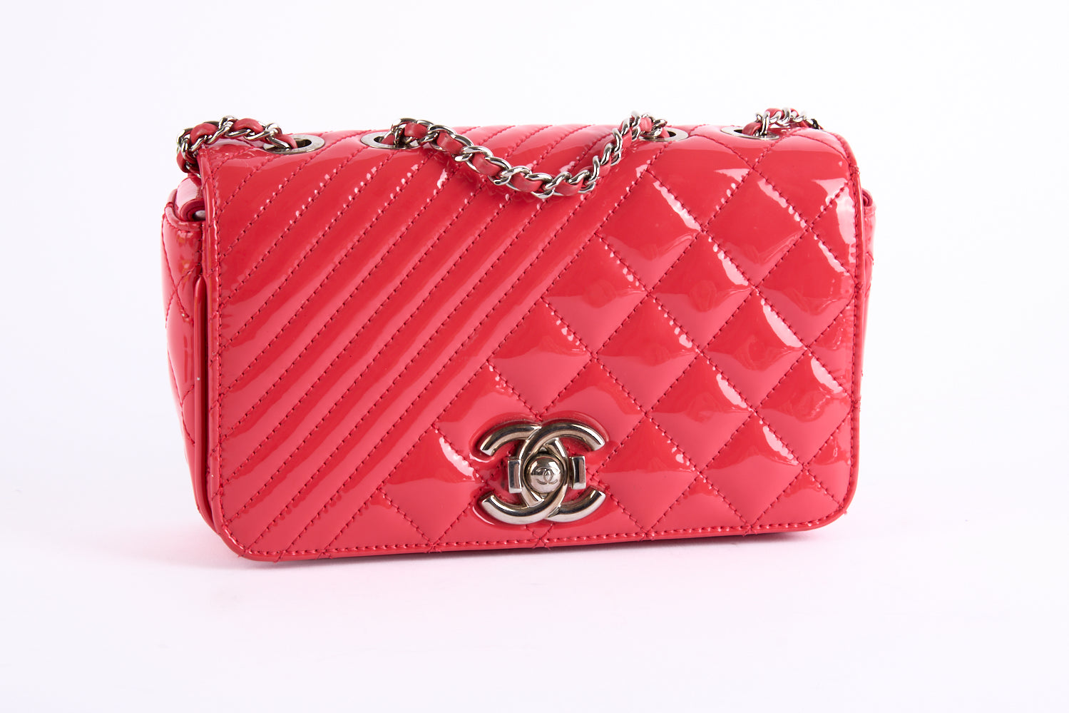CHANEL - Sac à main Coco Boy Small Cuir Vernis Rouge - Shoulder Bag