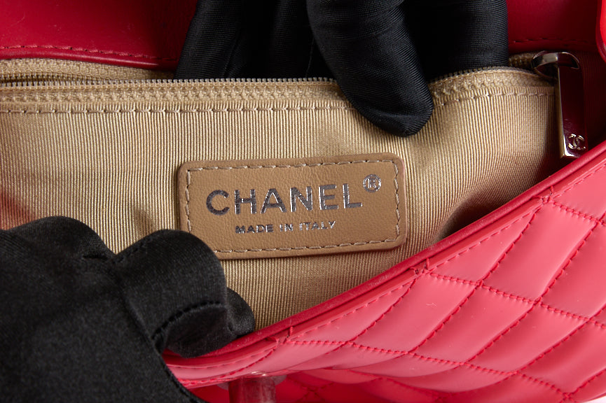 CHANEL - Sac à main Coco Boy Small Cuir Vernis Rouge - Shoulder Bag