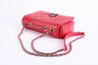 CHANEL - Sac à main Coco Boy Small Cuir Vernis Rouge - Shoulder Bag