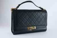CHANEL - Sac bandoulière Label Click cuir noir - Hand bag
