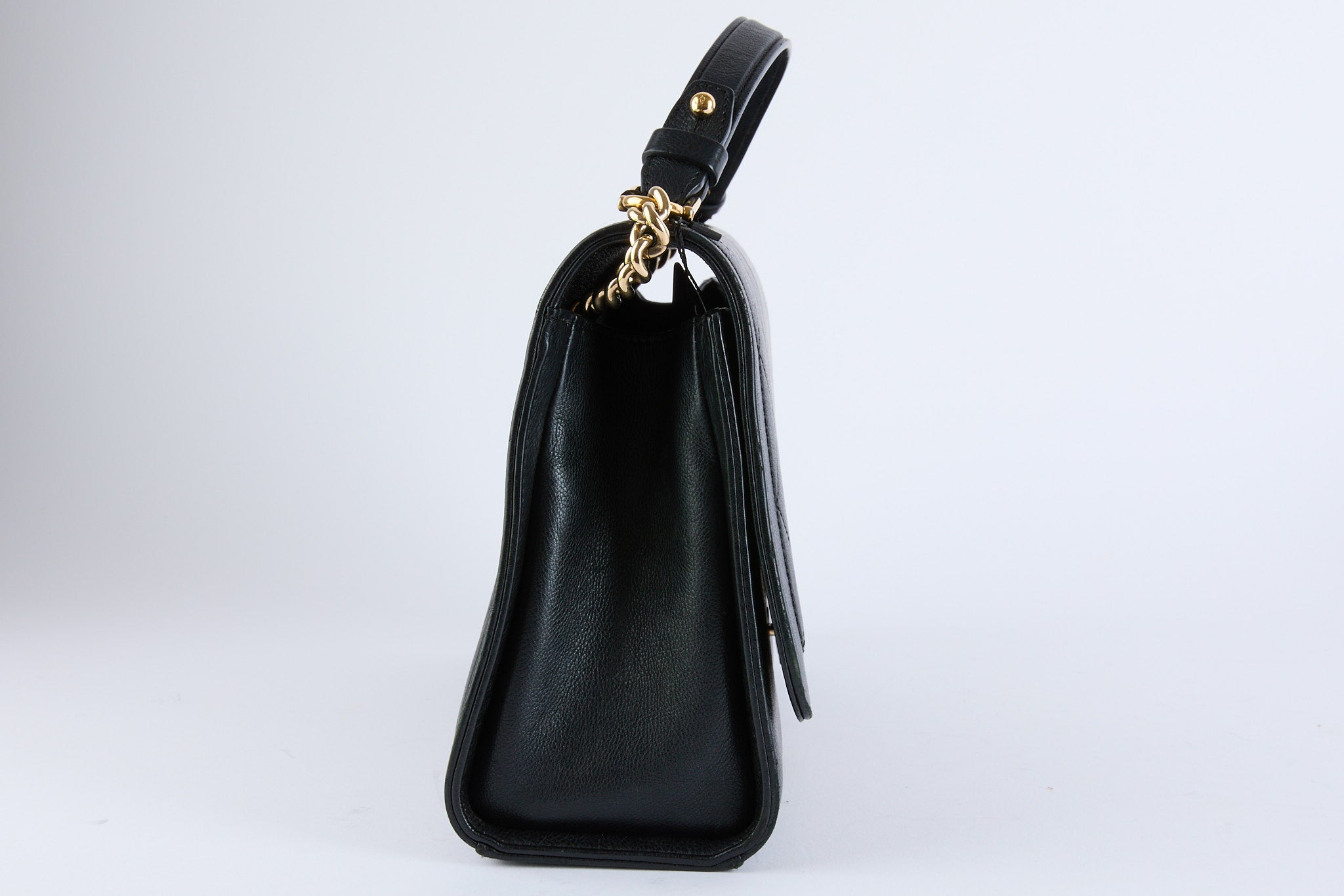 CHANEL - Sac bandoulière Label Click cuir noir - Hand bag