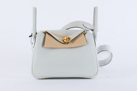 HERMES - Mini Lindy Taurillon leather handbag Platinum Gray - Hand Bag