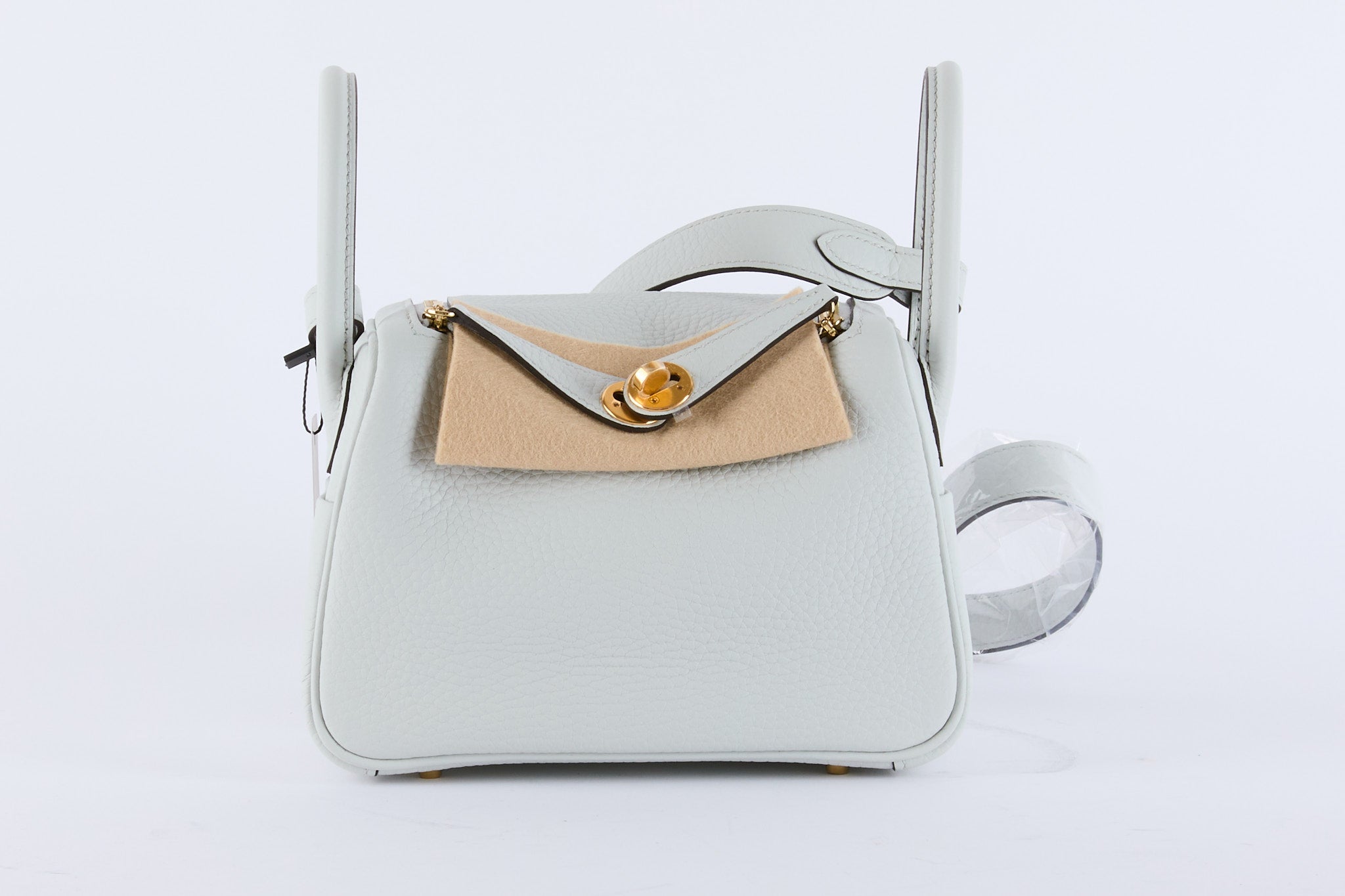 HERMES - Mini Lindy Taurillon leather handbag Platinum Gray - Hand Bag