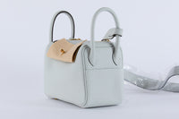 HERMES - Mini Lindy Taurillon leather handbag Platinum Gray - Hand Bag
