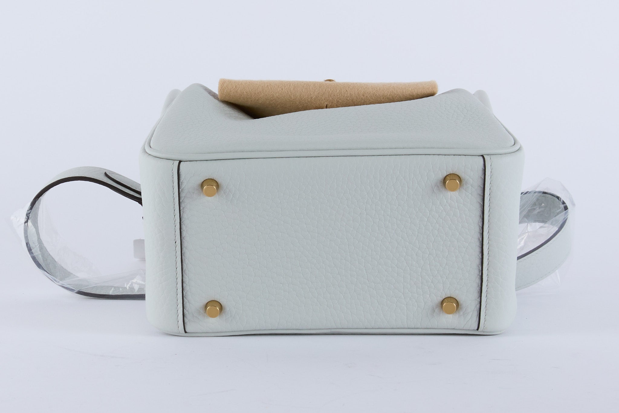 HERMES - Mini Lindy Taurillon leather handbag Platinum Gray - Hand Bag