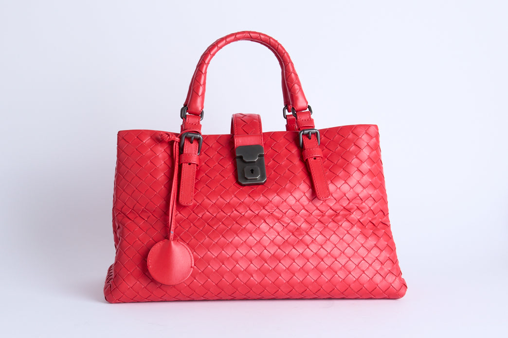 BOTTEGA VENETA - Sac à main Roma cuir Intrecciato Rouge - Hand Bag