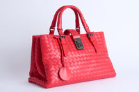 BOTTEGA VENETA - Sac à main Roma cuir Intrecciato Rouge - Hand Bag