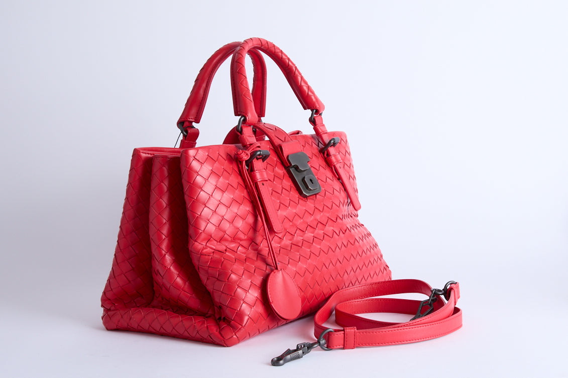 BOTTEGA VENETA - Sac à main Roma cuir Intrecciato Rouge - Hand Bag