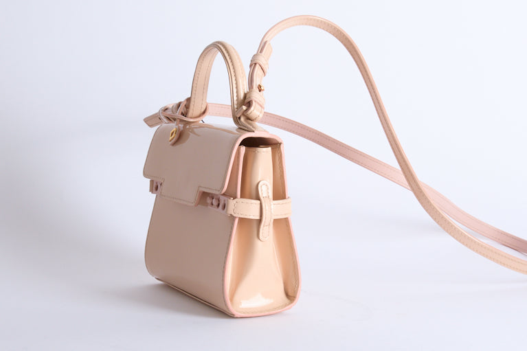 DELVAUX - Sac bandoulière Mini Tempête cuir vernis rose - Hand bag