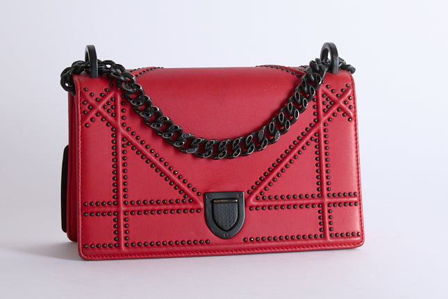 DIOR - Diorama Small Red Leather Shoulder Bag - Handbag