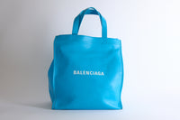 BALENCIAGA - Blue Leather Shopping Handbag - Tote Handbag