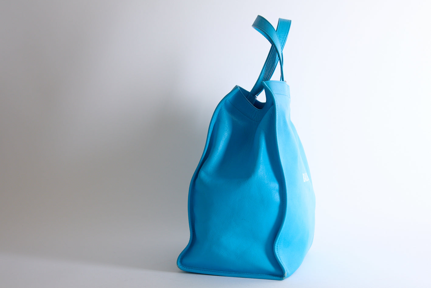 BALENCIAGA - Blue Leather Shopping Handbag - Tote Handbag