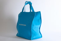 BALENCIAGA - Blue Leather Shopping Handbag - Tote Handbag