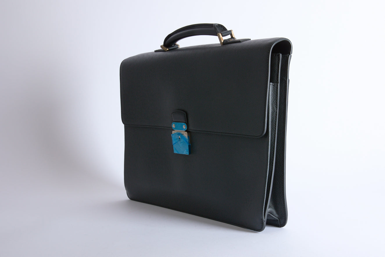 LOUIS VUITTON - Sacoche Porte document Kourad cuir Taiga anthracite - Briefcase
