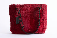 CHANEL - Sac à main Cabas Fourrure Astrakan bordeaux - Hand Bag