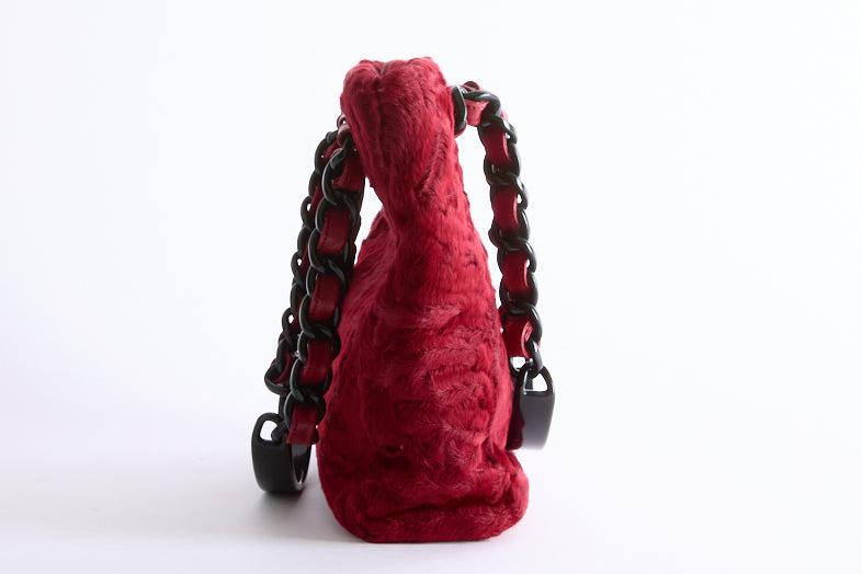 CHANEL - Sac à main Cabas Fourrure Astrakan bordeaux - Hand Bag