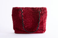 CHANEL - Sac à main Cabas Fourrure Astrakan bordeaux - Hand Bag