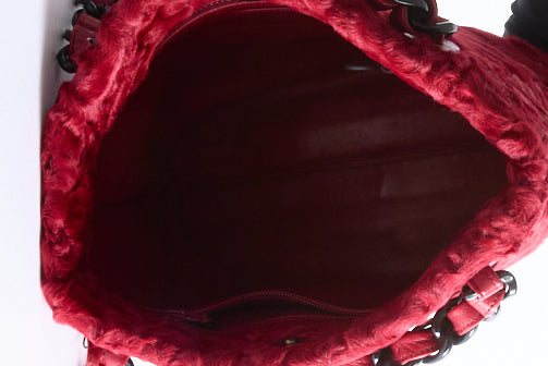 CHANEL - Sac à main Cabas Fourrure Astrakan bordeaux - Hand Bag