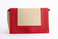 CELINE - Sac à main Frame cuir Rouge toile Beige - Hand bag