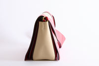 CELINE - Sac à main Frame cuir Rouge toile Beige - Hand bag