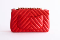 CHANEL - Sac bandoulière Mini Timeless chevron rouge - Hand Shoulder Bag