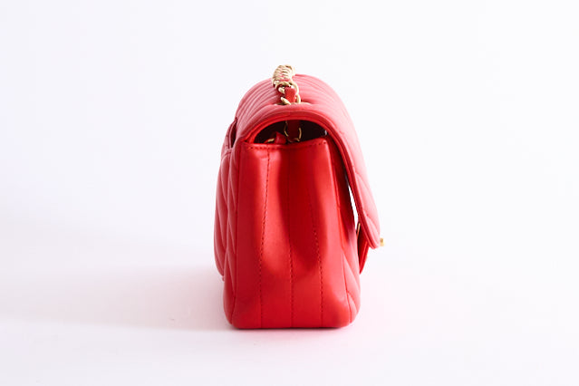 CHANEL - Sac bandoulière Mini Timeless chevron rouge - Hand Shoulder Bag
