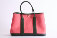 HERMÈS - Sac à main Garden Party toile rose - Hand Bag