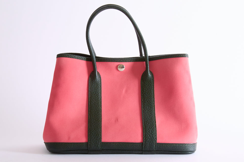 HERMÈS - Sac à main Garden Party toile rose - Hand Bag