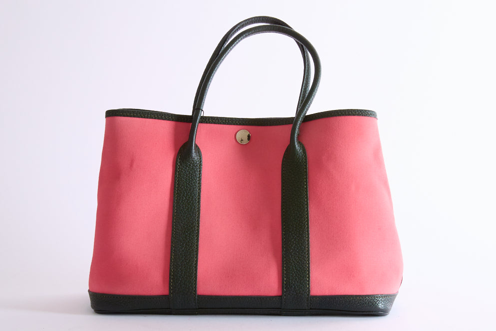 HERMÈS - Sac à main Garden Party toile rose - Hand Bag