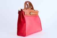 HERMES - Sac Bandoulière Herbag Medium 30 toile rouge - Hand bag
