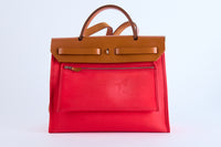 HERMES - Sac Bandoulière Herbag Medium 30 toile rouge - Hand bag