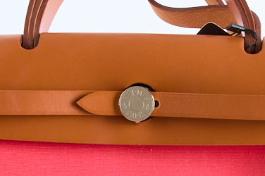 HERMES - Sac Bandoulière Herbag Medium 30 toile rouge - Hand bag