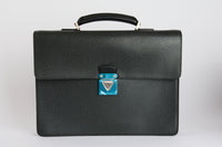 LOUIS VUITTON - Sacoche Kourad Cartable Cuir Taïga Noir - Briefcase