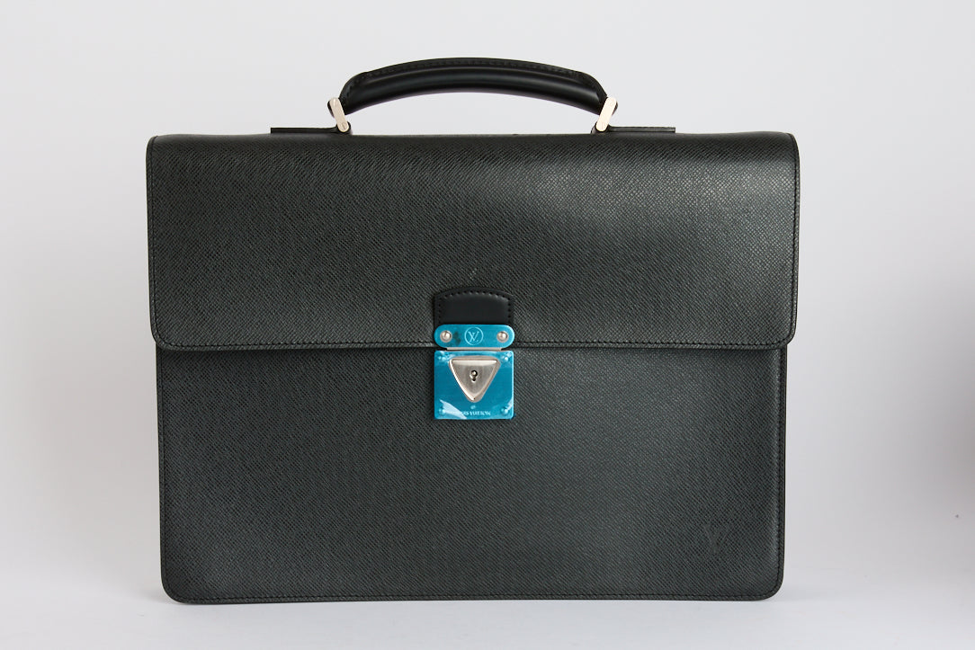 LOUIS VUITTON - Sacoche Kourad Cartable Cuir Taïga Noir - Briefcase