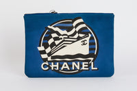 CHANEL - Pochette La Pausa Toile bleu - Clutch Pouch