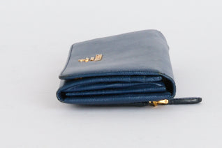 PRADA - Portefeuille Long cuir Saffiano bleu marine - Wallet